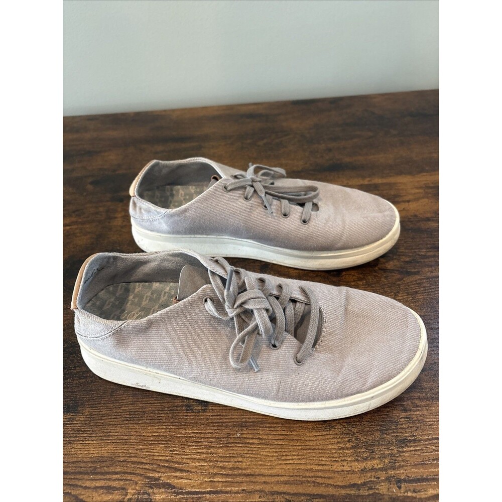 OluKai Ki'ihele Li Womens 9.5 Gray Canvas Sneakers Drop In Heel Sneakers Shoes